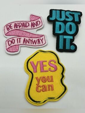 3 INSPIRATIONAL IRON OR SEW ON PATCHED JUST DO IT, YES YOU CAN, DO IT ANYWAY